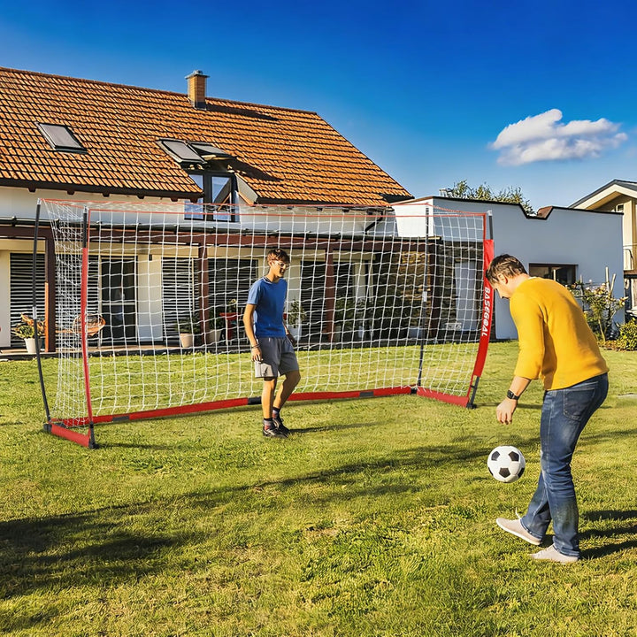 Fussballtor Outdoor [180cm/240cm/365cm], Faltbares Fussballtor Garten & Training mit Koordinationsle