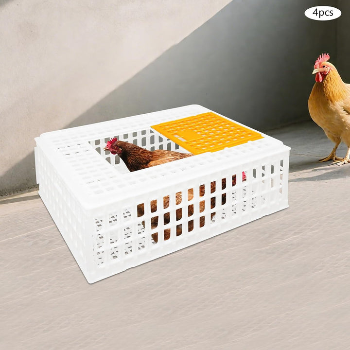 4 Stück Geflügel Tragetasche, Huhn-Transportkäfig mit Schiebetür und Transportgriffen, Korb Box für