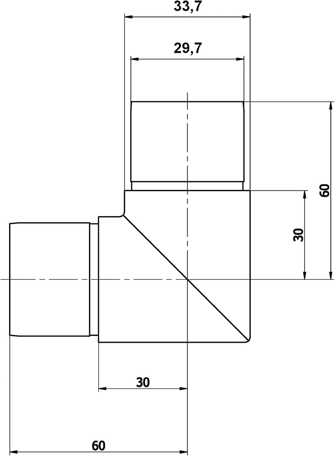 3 x Handlauf Rohrbogen 90° für Rohrdurchmesser 33,7 mm Edelstahl Eckbogen Geländer Steckfitting Ecks