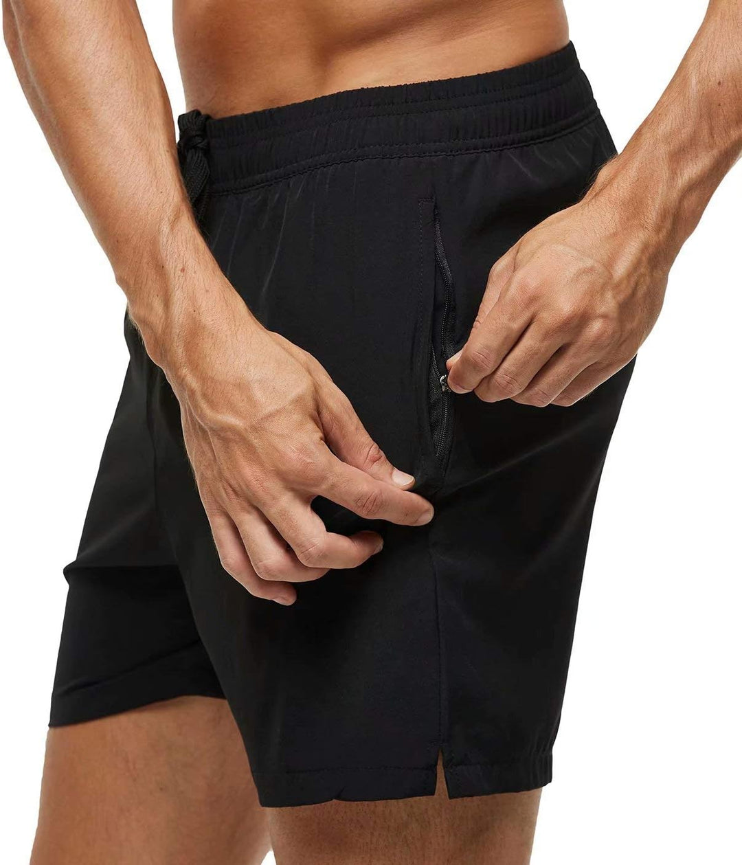 Tyhengta Men's Swim Trunks Quick Dry Beach Shorts with Zipper Pockets and Mesh Lining Schwarz 44, Sc