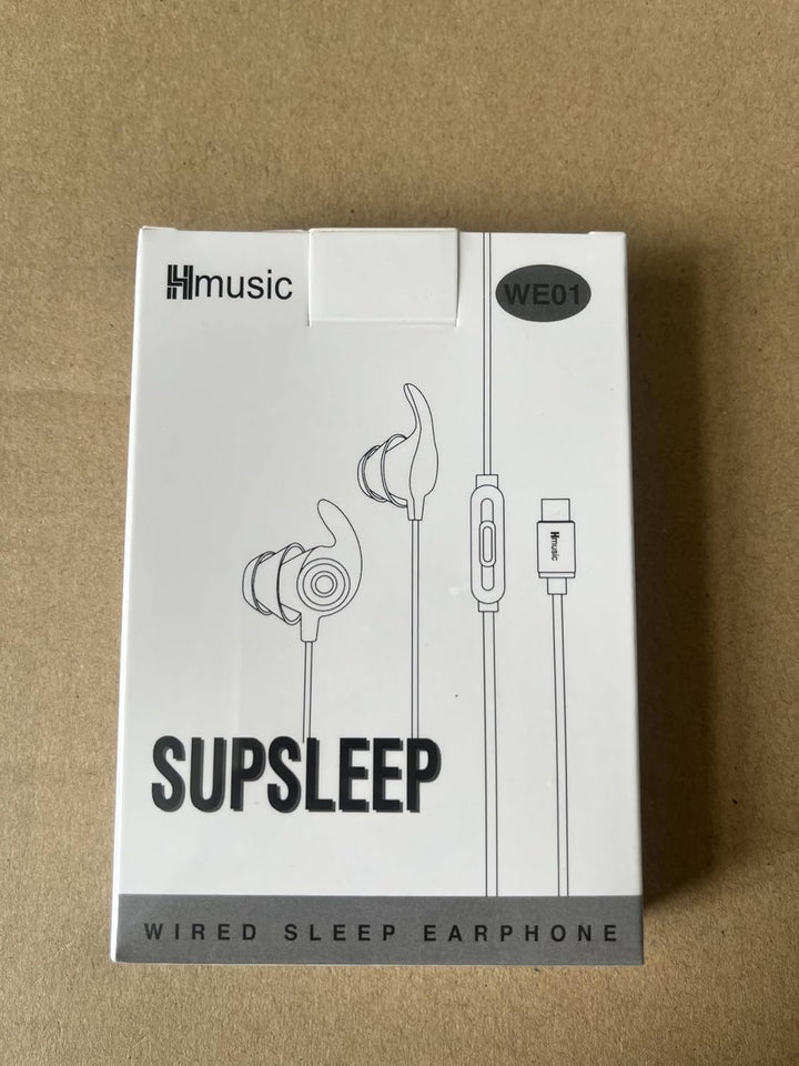 Hmusic Schlafkopfhörer, 30dB Geräuschisolierung, 2g leicht, USB C Komfortable Schlaf-Ohrhörer, flach