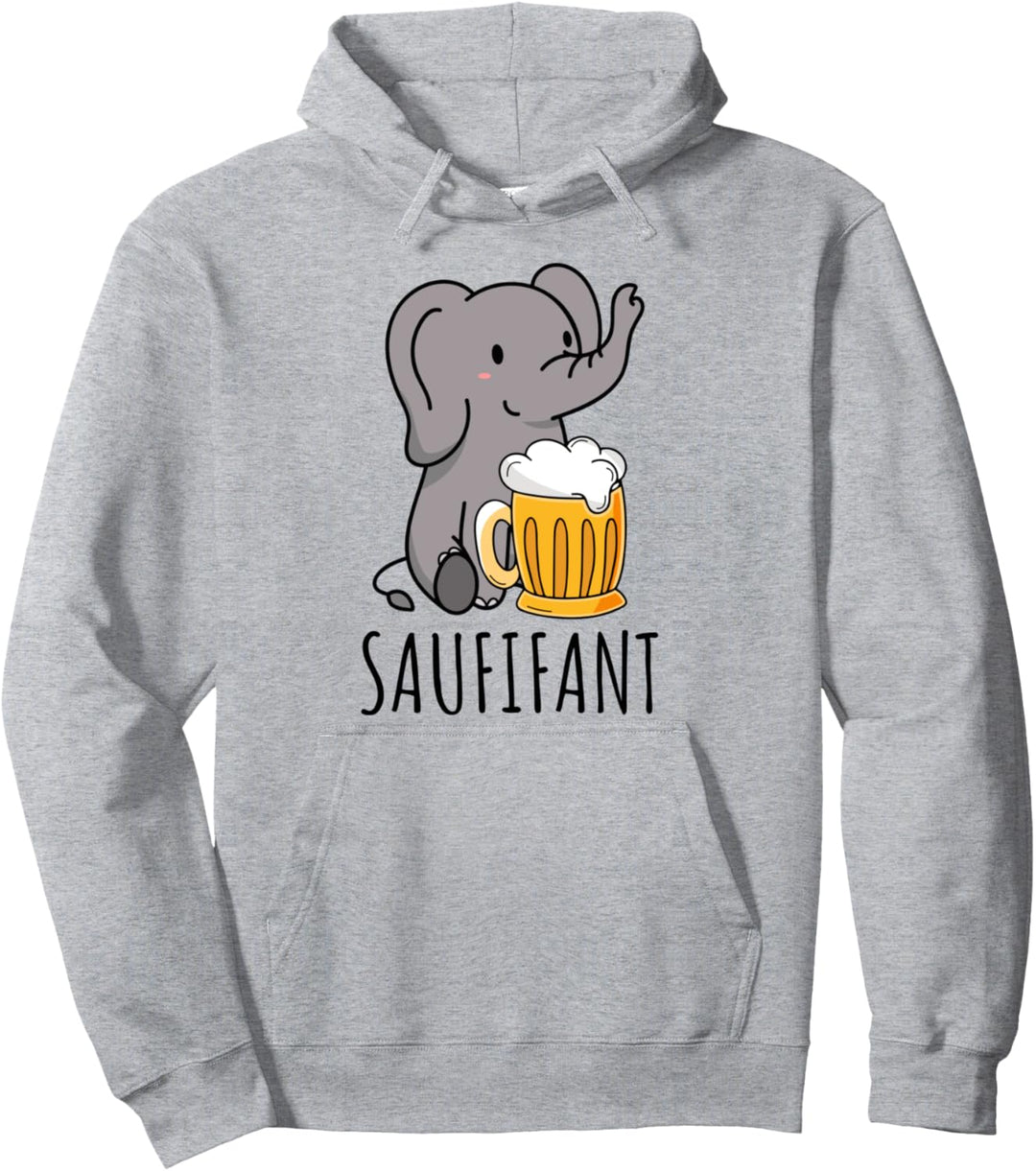 Saufifant lustiges Biertrinker Saufen Party Spruch Pullover Hoodie