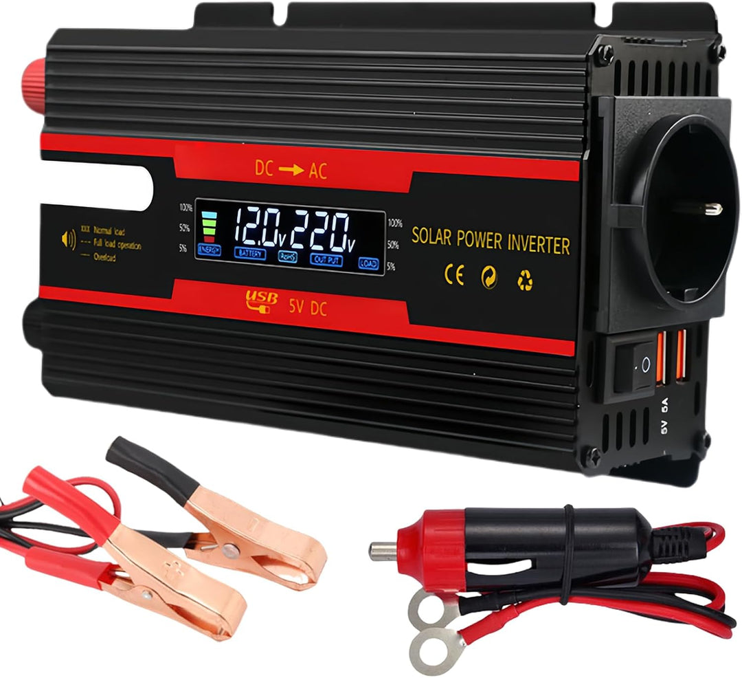 Wechselrichter Spannungswandler DC 12V / 24V auf AC 230V Modifizierte Sinuswelle Inverter 2000W mit