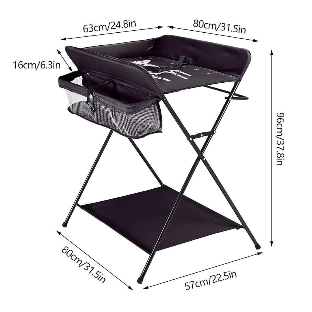 Klappbare Baby Wickelkommode, Wickeltisch mit Ablageflächern, Kissen mit Höhenskala, Breiter Wickelt