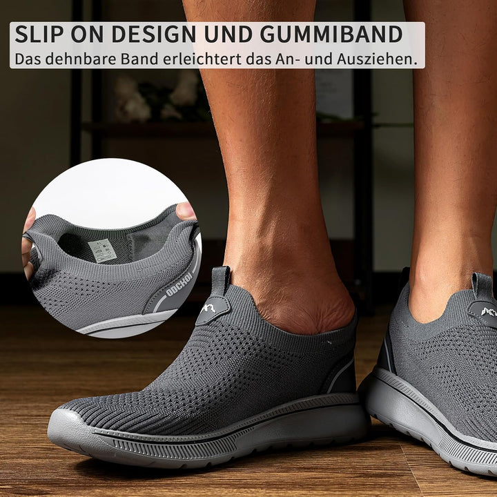 ODCKOI Schuhe Herren Sneaker Ohne Schnuersenkel Slip-on Schuhe Mesh Atmungsaktiv Leicht Laufschuhe C