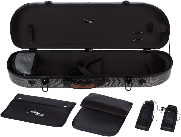 Geigenkoffer Glasfaser Street 4/4 carbon looking M-Case + Notentasche