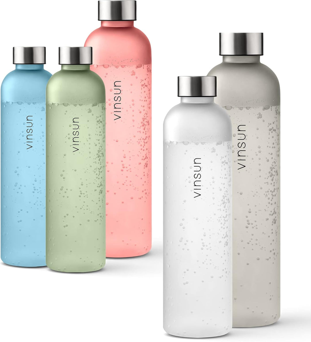 VINSUN Trinkflasche 650ml, 1000ml, 1500ml - auslaufsicher, Kohlensäure geeignet, BPA frei, Tritan -
