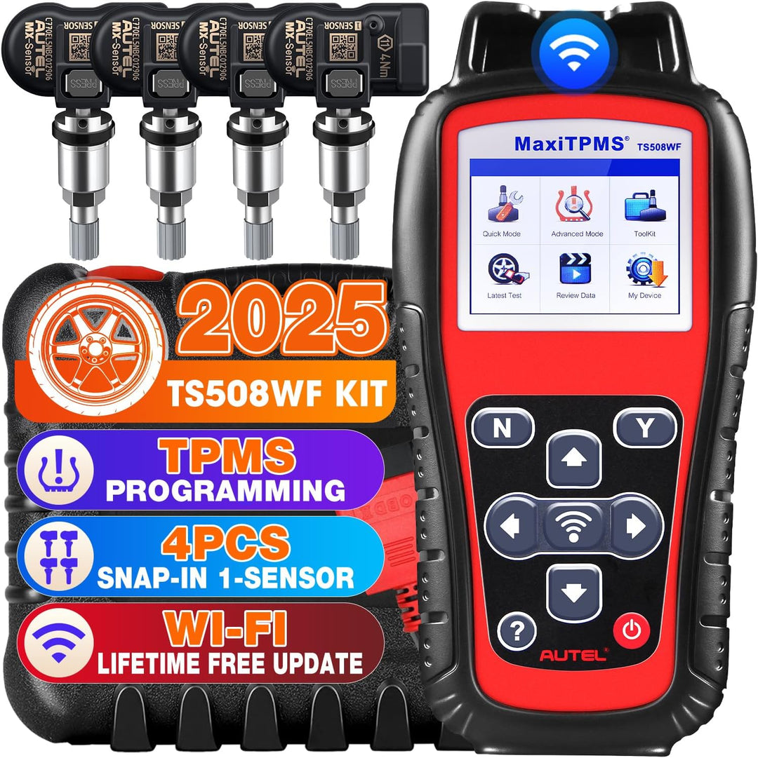 Autel MaxiTPMS TS508WF KIT mit 4 2-IN-1 Metall MX-Sensoren [Wert €120], 2024 WiFi TPMS Programmierun