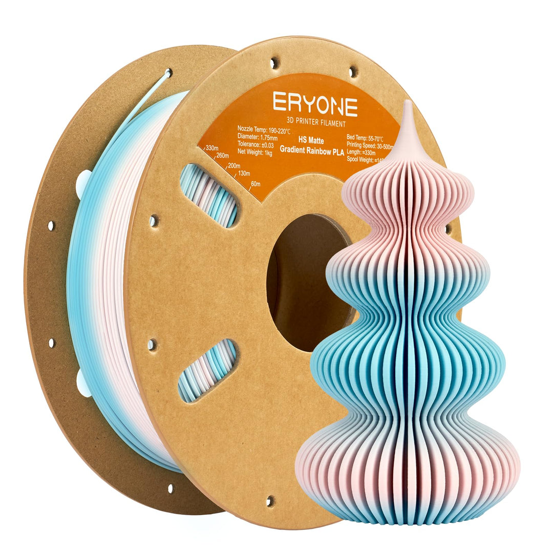 ERYONE Matte PLA 3D Drucker Filament 1.75mm, Matte Gradient Rainbow PLA, Massgenauigkeit +/- 0.03 mm