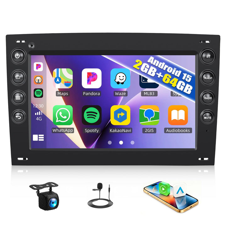 2GB+64GB CAMECHO Android 13 Autoradio für Renault Megane 2 (2002-2009) mit Bluetooth Navi,7 Zoll Aut