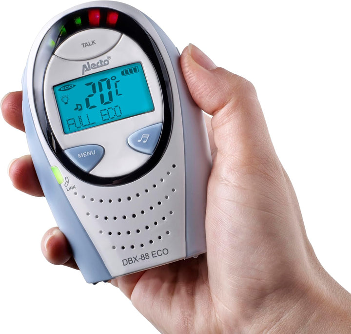 Alecto DBX-88 Eco DECT Digitales Babyphone hohe Reichweite bis zu 300 m. (100% störungsfrei), Gegens