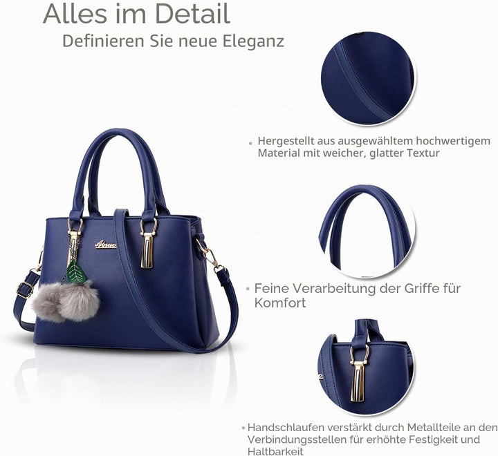 Nicole&amp;Doris Neue PU-Leder beiläufige Art und Weise Handtasche Schultertasche Messenger Bag Navy Bla