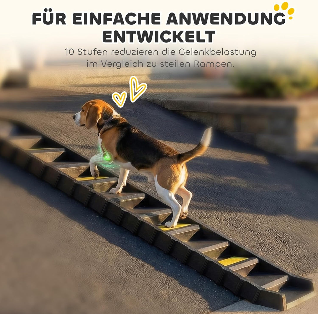 PawHut Hunderampe klappbar Hundetreppe Auto & SUV rutschfest Einstiegshilfe für Kofferraum, 154x40cm