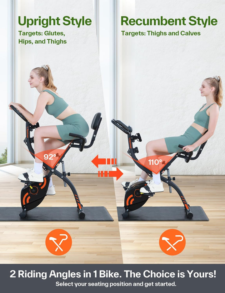 Sportneer Heimtrainer Fahrrad Klappbar, 4-in-1 Ergometer Heimtrainer, Spinning Bike Indoor mit 16 Wi