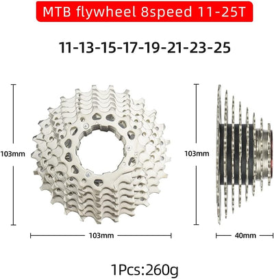 CYSKY 8 Fach Kassette 11-25T/11-28T/11-32T/11-36T/11-40T/11-42T Kassette Fit für Mountainbike, Rennr