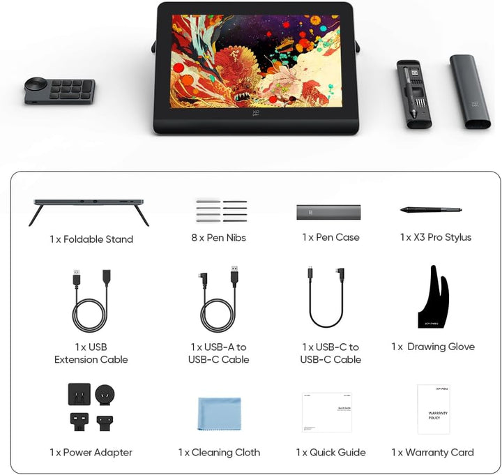 XPPen Grafikdisplay Artist 14 Gen.2 mit 16K X3 Pro Stift, 14 Zoll Display,Pen Tablet zum Zeichnen, 3