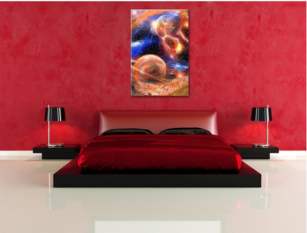 Pixxprint Raum Landschaft / 100x70cm Leinwandbild bespannt auf Holzrahmen/Wandbild Kunstdruck Dekora