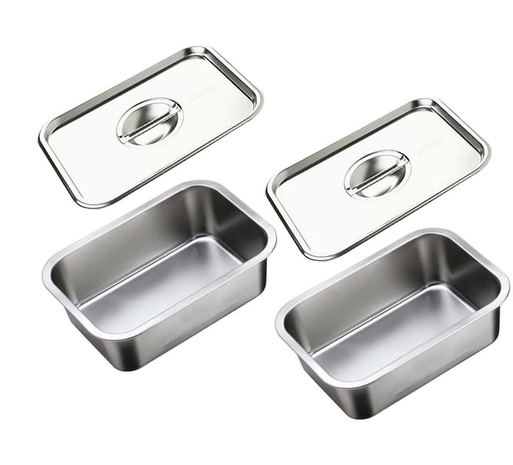 Edelstahlpfannen mit Deckel, Dampftischpfanne, Edelstahl-Behälter-Set, stapelbare Metalldampfgarpfan