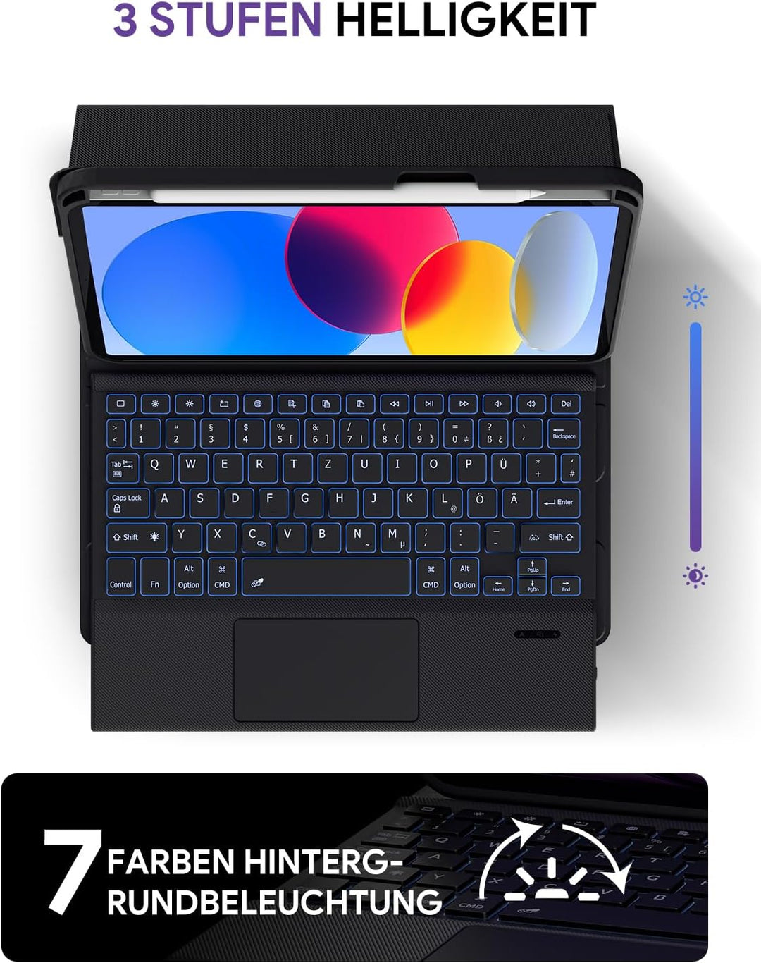 Doohoeek Schutzhülle mit Tastatur für iPad Pro 11 Zoll M5/M4 (2025/2024), Bluetooth Kabellose Beleuc