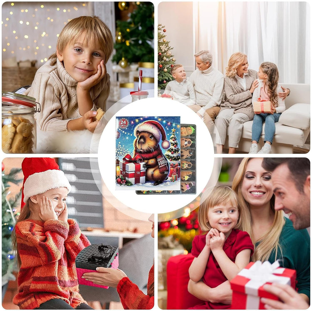 2025 Weihnachtskalender, 2025 Adventskalender Capybara Plüschtier, Niedliche Weihnachtsfigur Geschen