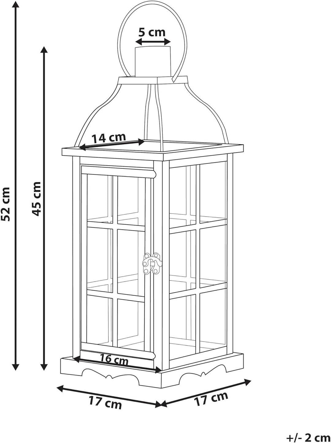 Dekorative Laterne 52 cm hergestellt aus Eisen in Schwarz Clara