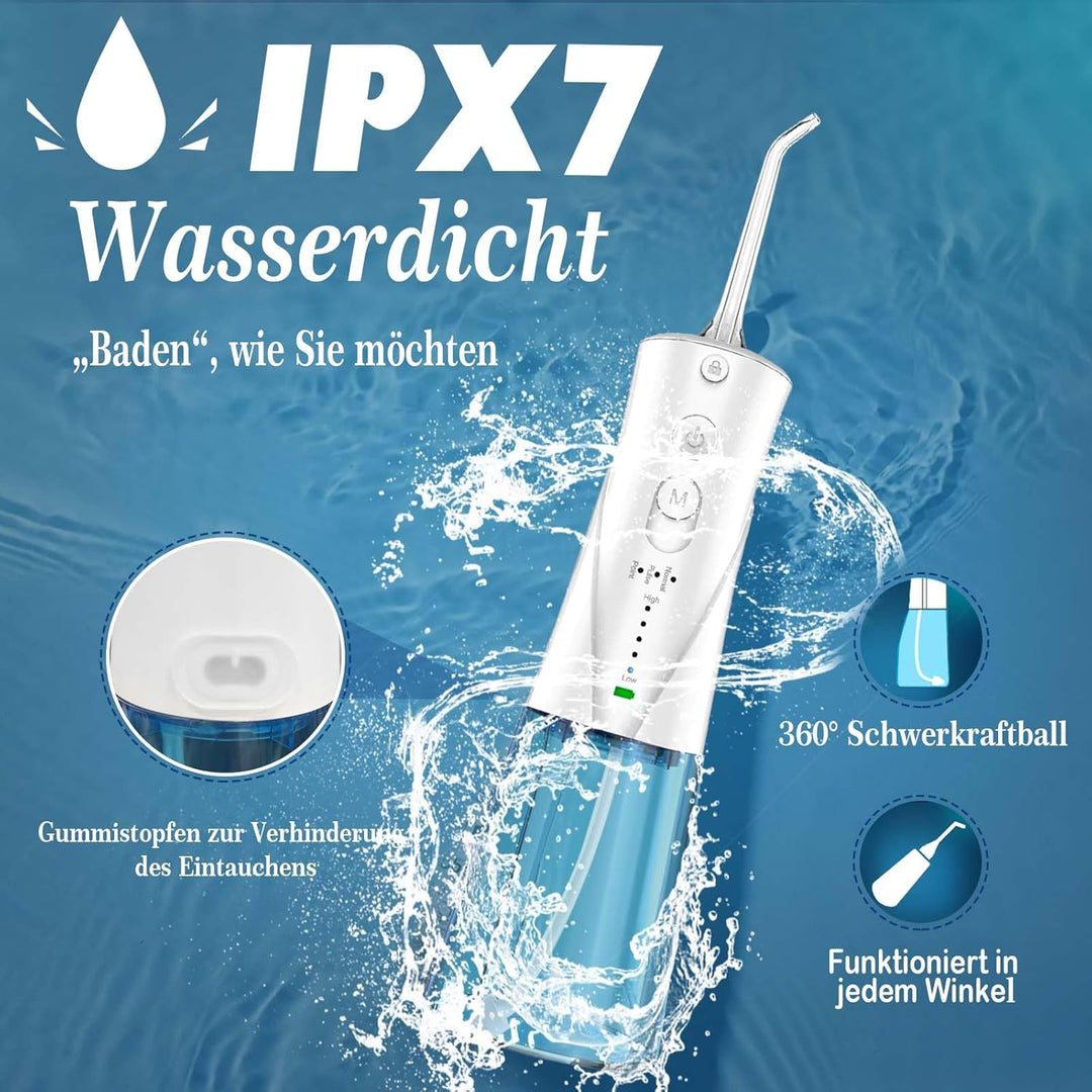 SURFOU Munddusche Kabellos Mundduschen 230ML 3 Modi 7 Düsen, Mundduschen Reise Water Flosser IPX7 Wa