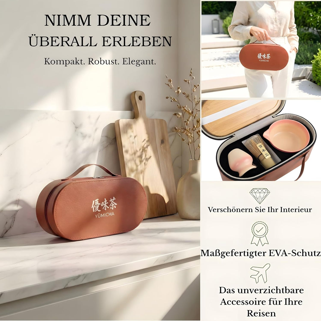 Matcha Set Komplett 7-teilig – Matcha Tee Set mit Schale, Bambusbesen (Chasen), Löffel, Halter & Auf