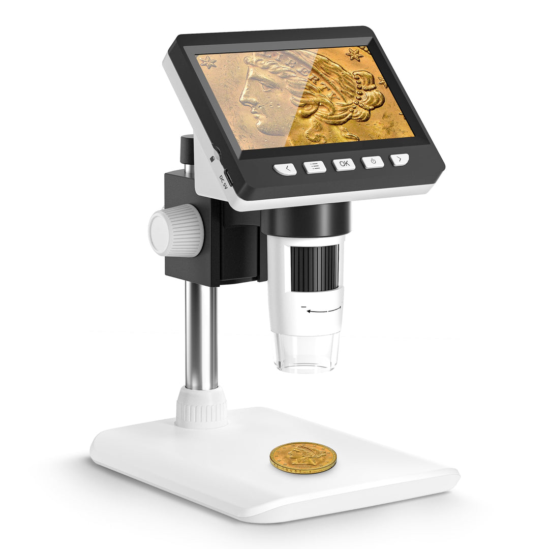 CIMELR Mikroskop, 4,3" Digitales Mikroskop, 50X-1000X Auflösung, USB Mikroskop mit 8 einstellbaren L