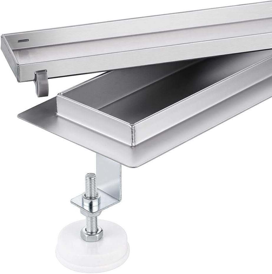 Duschrinne 110 cm Befliesbar 360 Grad Edelstahl komplettset Duschablauf Extra Flach Siphon mit Geruc