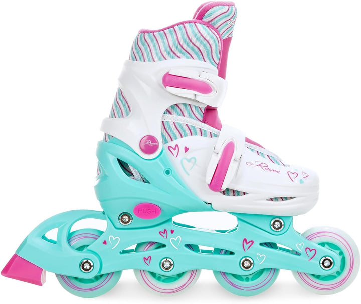 Kinder Inline Skates Inliner Raven Lia verstellbar mit LED Leuchtrad 30-33 (18-20,5cm) Raven Loret,
