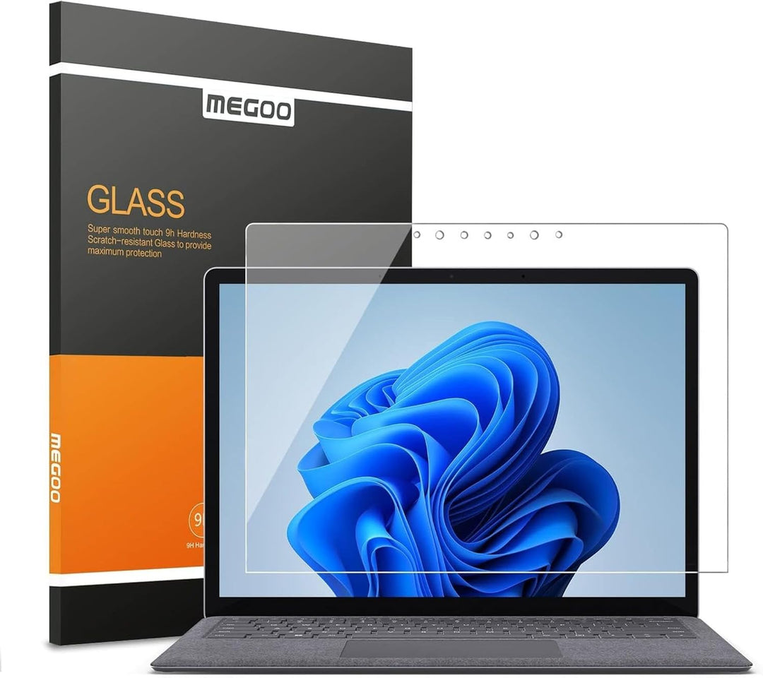 MEGOO Microsoft Surface Laptop 5 Schutzfolie gehärtetes Glas, Einfache Installation/ 9H Härte/Klar A