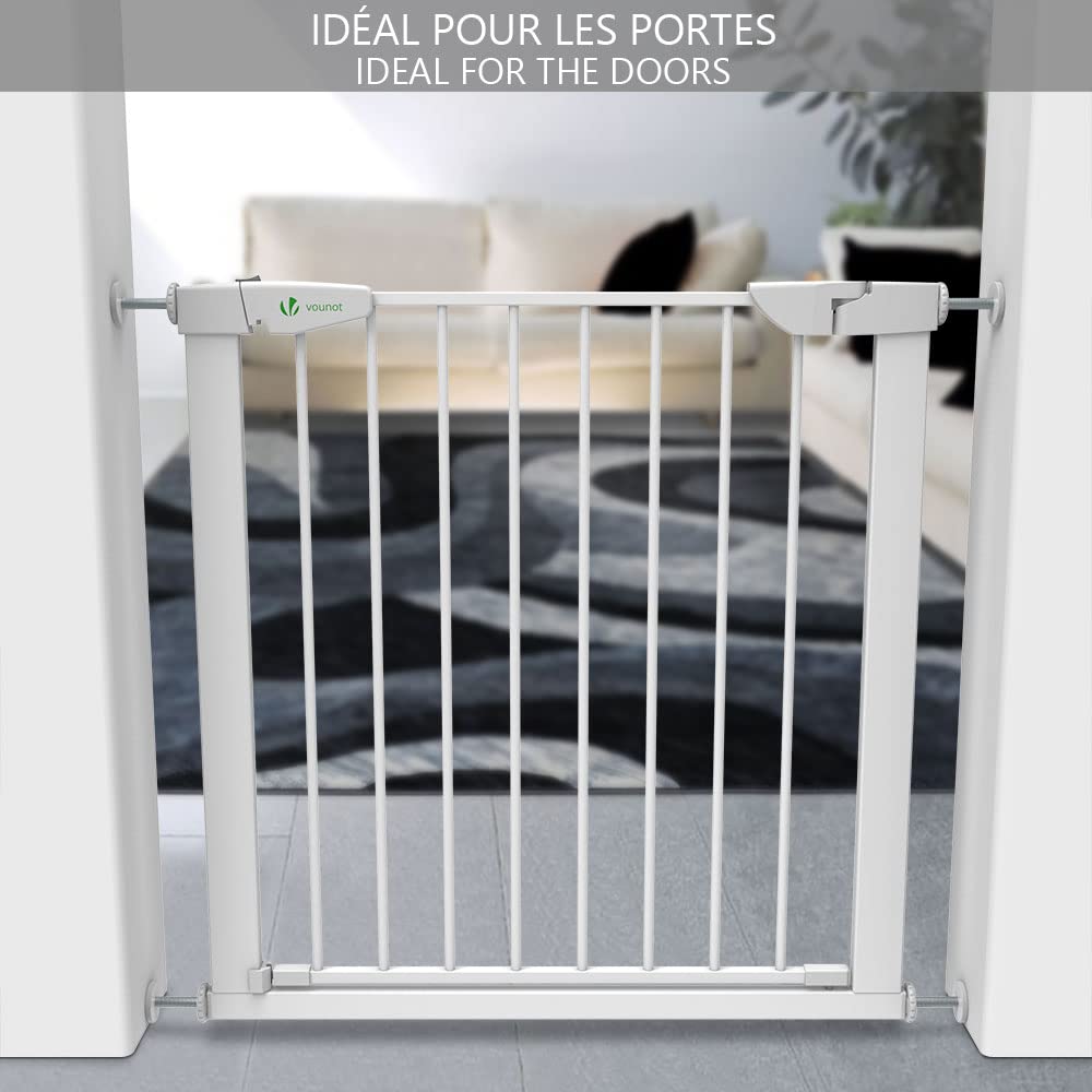 VOUNOT Treppenschutzgitter 76–84cm, ohne Bohren, Türschutzgitter für Kinder, Hunde und Katzen, Auto-