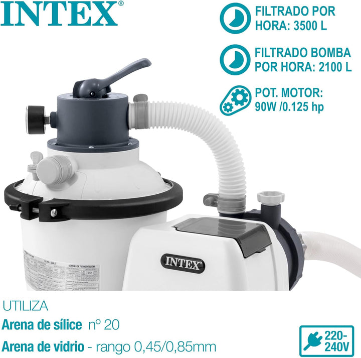Intex Krystal Clear Sandfilteranlage SX925, Umwälzleistung 2.000 l/h, 26642, Weiss & Rectangular Fra