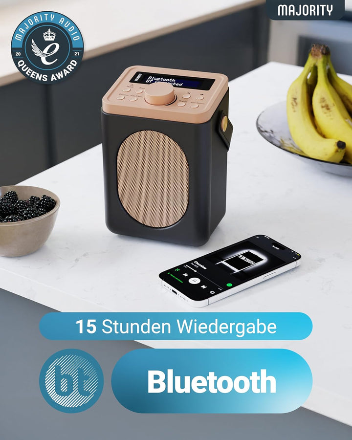 MAJORITY Little Shelford DAB Plus Radio | Küchenradio UKW mit Bluetooth | Radio Batteriebetrieben mi