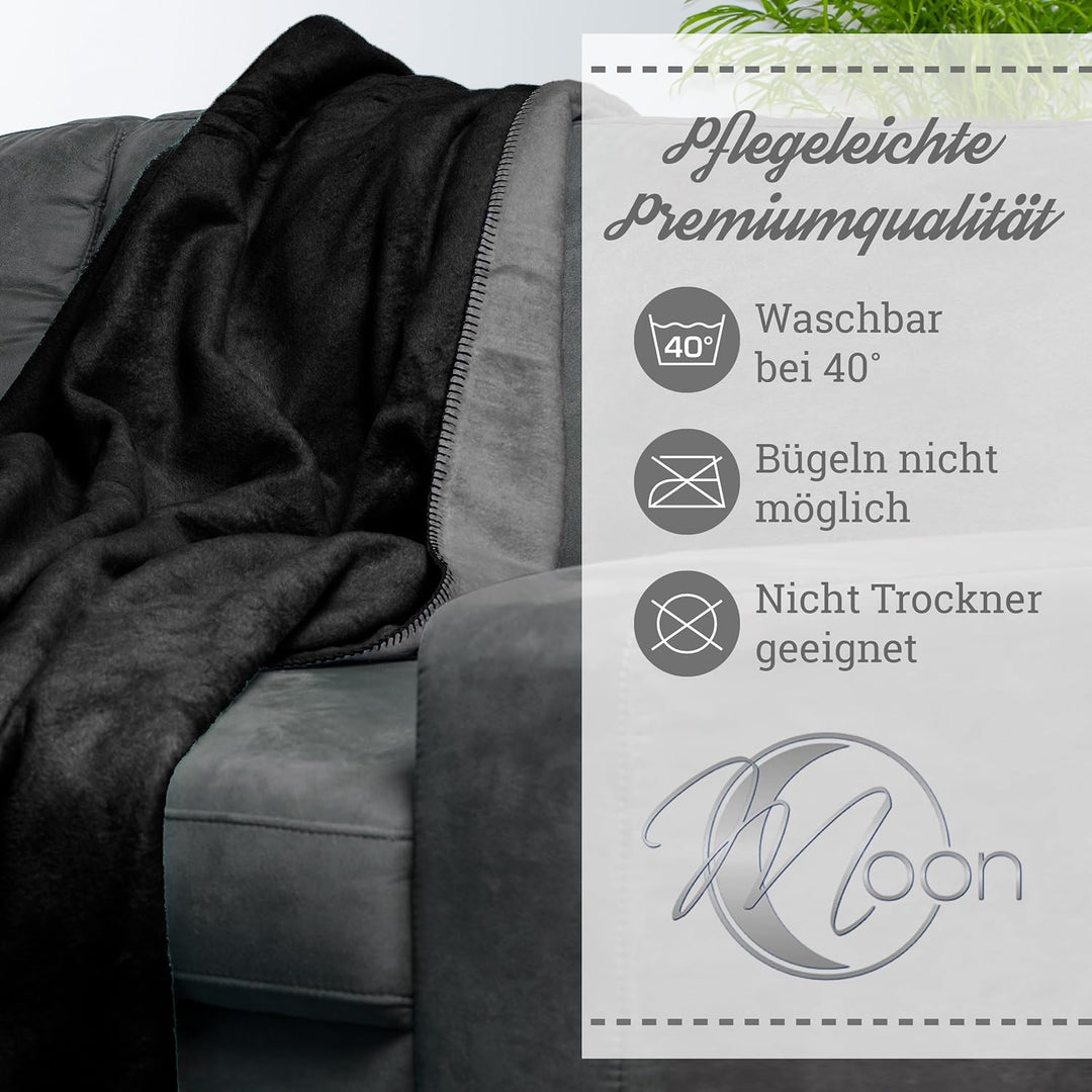 Moon Doubleface Kuscheldecke, Wohndecke aus Baumwollmischung - ca. 150x200 cm mit geketteltem Rand (