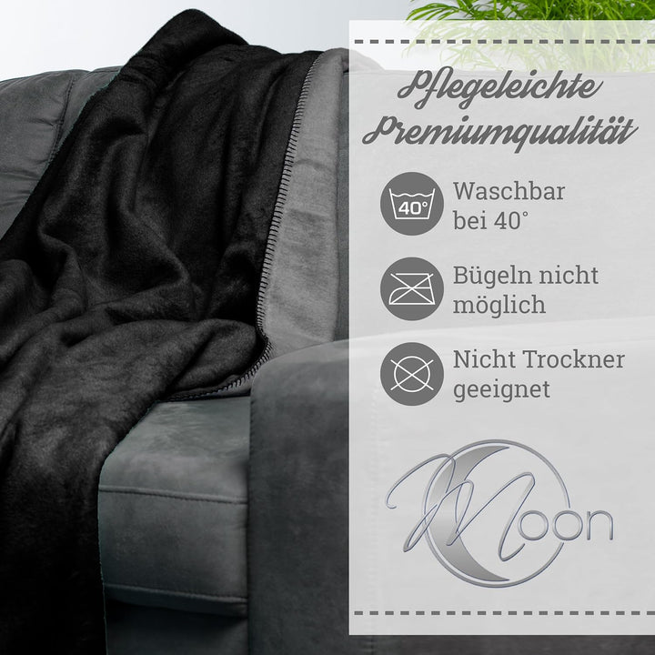 Moon Doubleface Kuscheldecke, Wohndecke aus Baumwollmischung - ca. 150x200 cm mit geketteltem Rand (