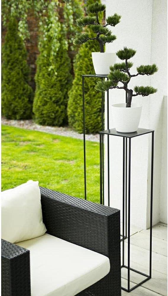 HowHomely Blumenständer Metall Schwarz 70 cm Hoch - Solider und Robuster Blumenhocker Metall - Pflan