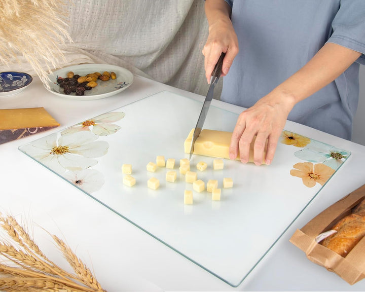 Kitchenville Glas-Schneidebrett, gross, 50 x 40 cm: Glas-Arbeitsplattenschutz für Küchen, langlebige