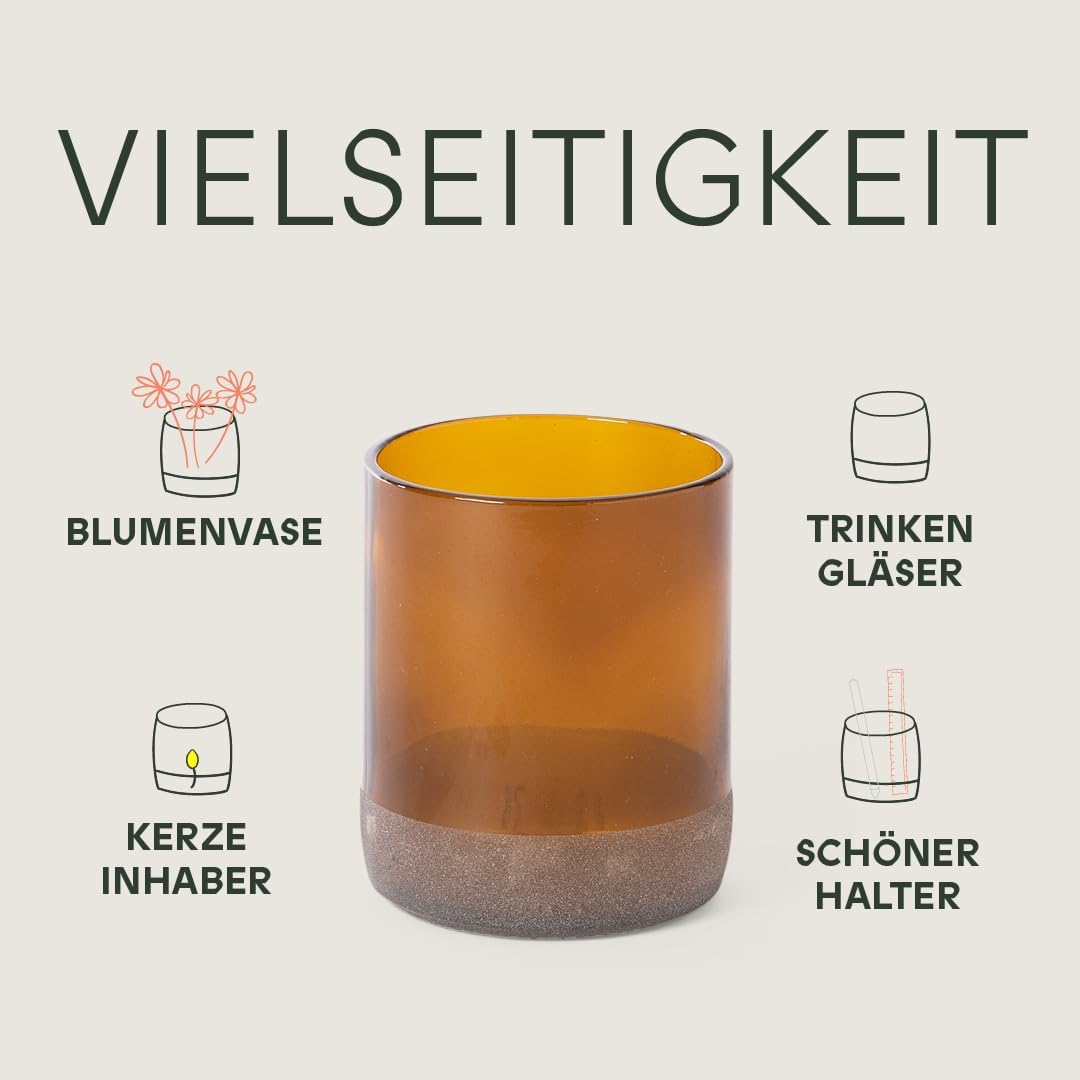 IWAS Upcycled Auburn Trinkgläser | 250ml | 8oz | 6er Set | Nachhaltige Wassergläser | Umweltfreundli