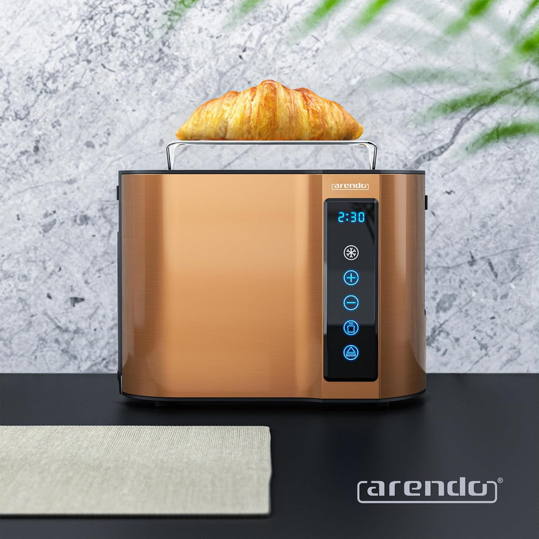 Arendo - Touch Toaster 2 Scheiben Edelstahl - Touchpanel - digital Display Restzeitanzeige - 800 W –