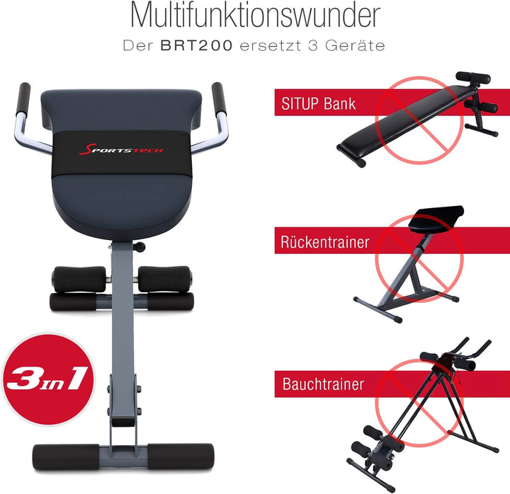 Sportstech einzigartiger 3in1 Rücken- & Bauchtrainer, Schrägbank Hantelbank klappbar, Multifunktion