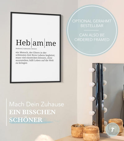 Papierschmiede® Definition: Hebamme, DIN A1 (59x84 cm), XXL Poster für Wohnzimmer, Schlafzimmer, Küc