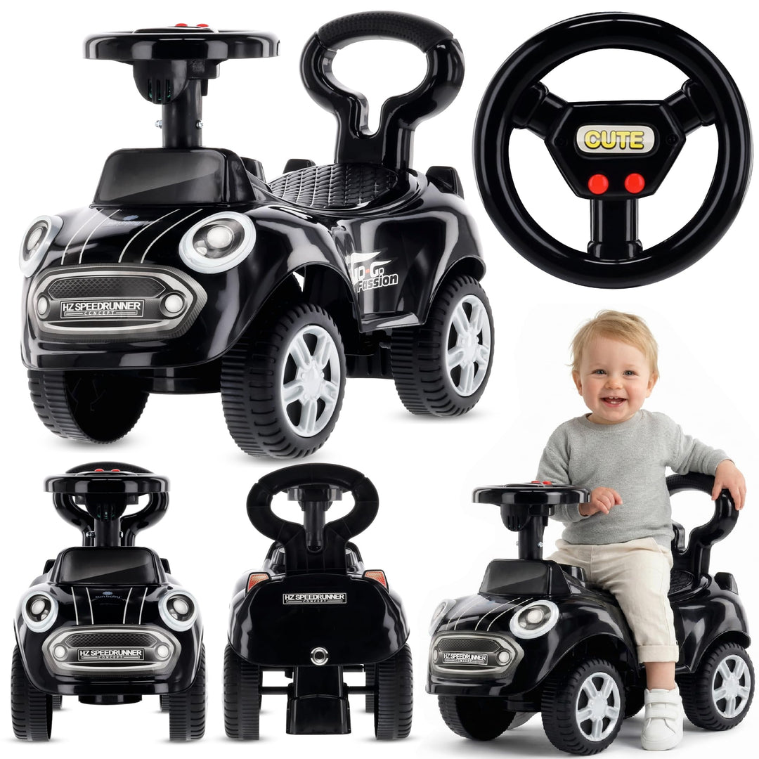 Rutschauto ab 1 Jahr, Lauflernwagen, Kinderauto Indoor, Rutschfahrzeug mit Klängen (Schwarz), Schwar