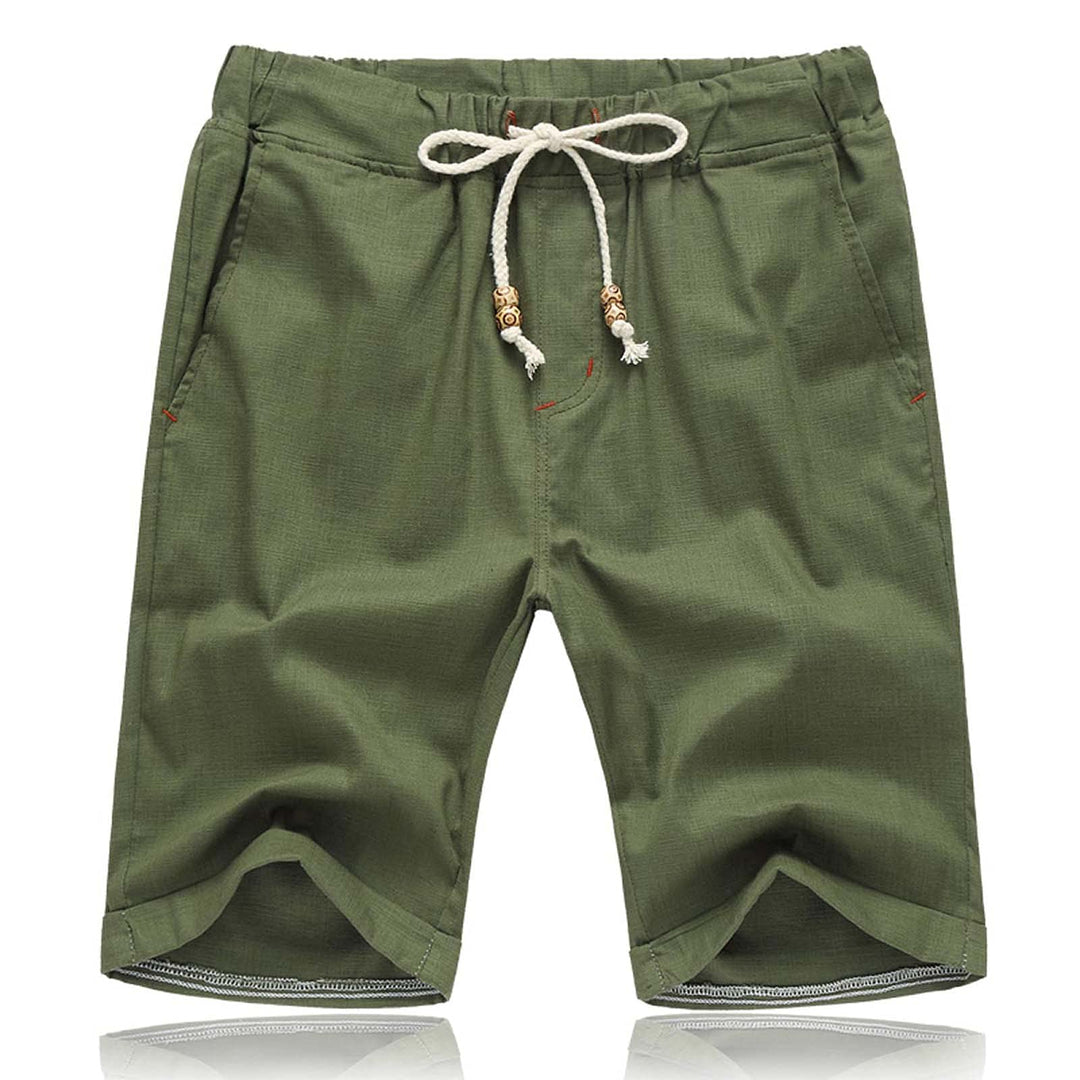 JustSun Kurze Hosen Herren Leinen Shorts Leicht Atmungsaktiv mit Tunnelzug M Grün, M Gr&amp;