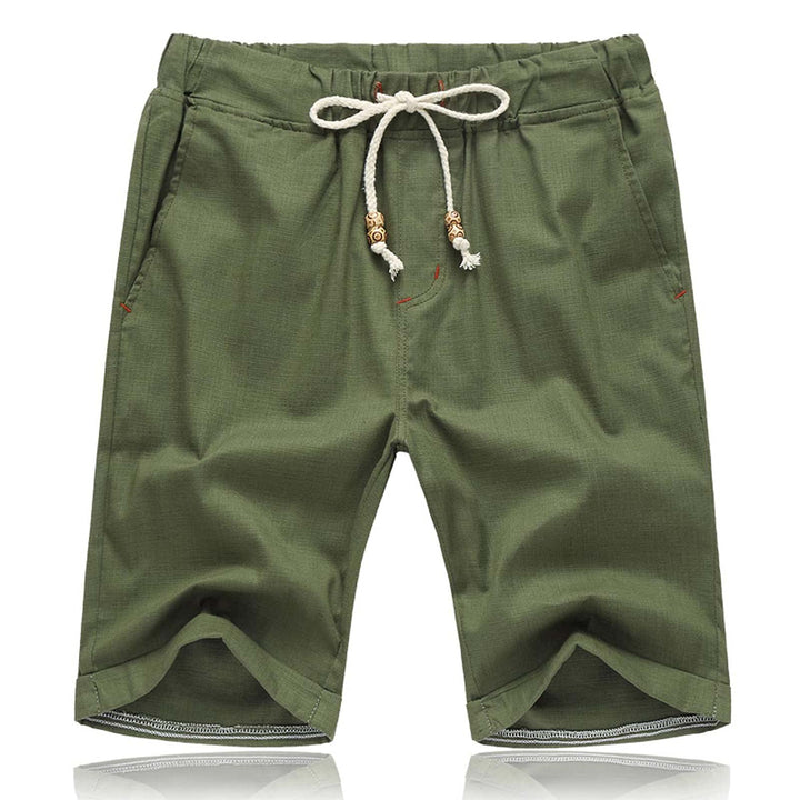 JustSun Kurze Hosen Herren Leinen Shorts Leicht Atmungsaktiv mit Tunnelzug M Grün, M Gr&amp;