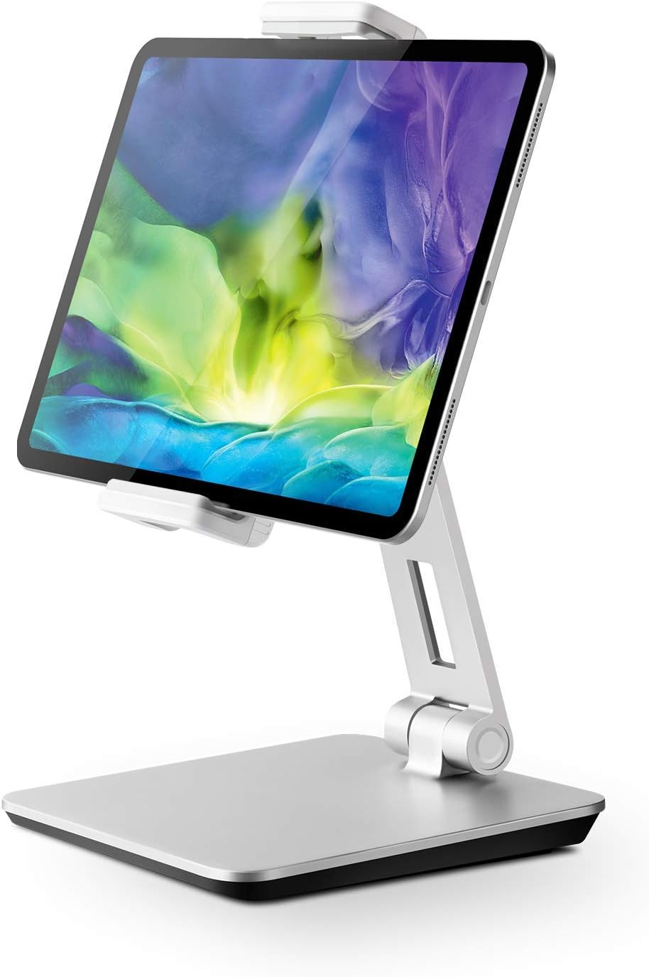 QinCoon Tablet Ständer, Verstellbar Heavy Duty Aluminium Halterung, 360° Drehen Faltbar Metall Table