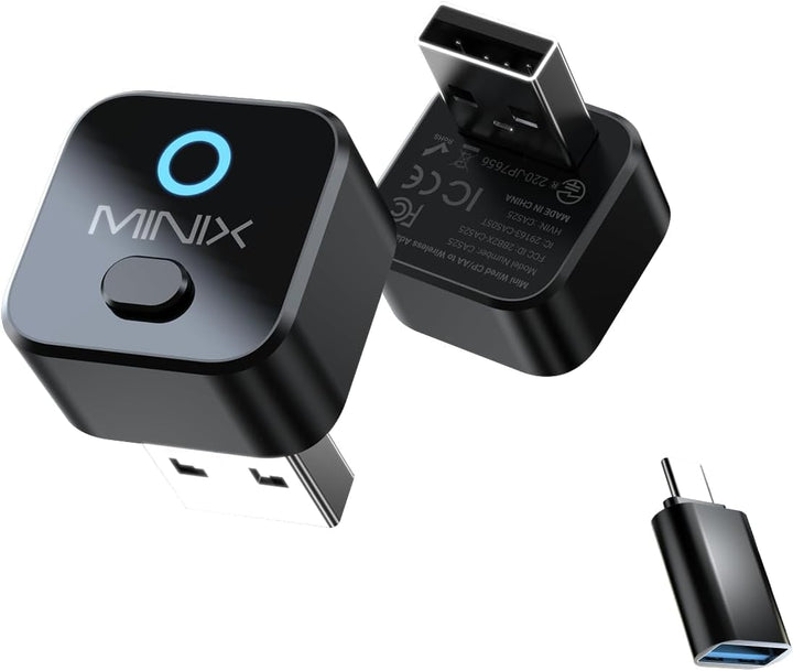 MINIX CA525 Wireless CarPlay Adapter 2-in-1 - CarPlay & Android Auto Kabellos, USB-A/USB-C Dongle Pl