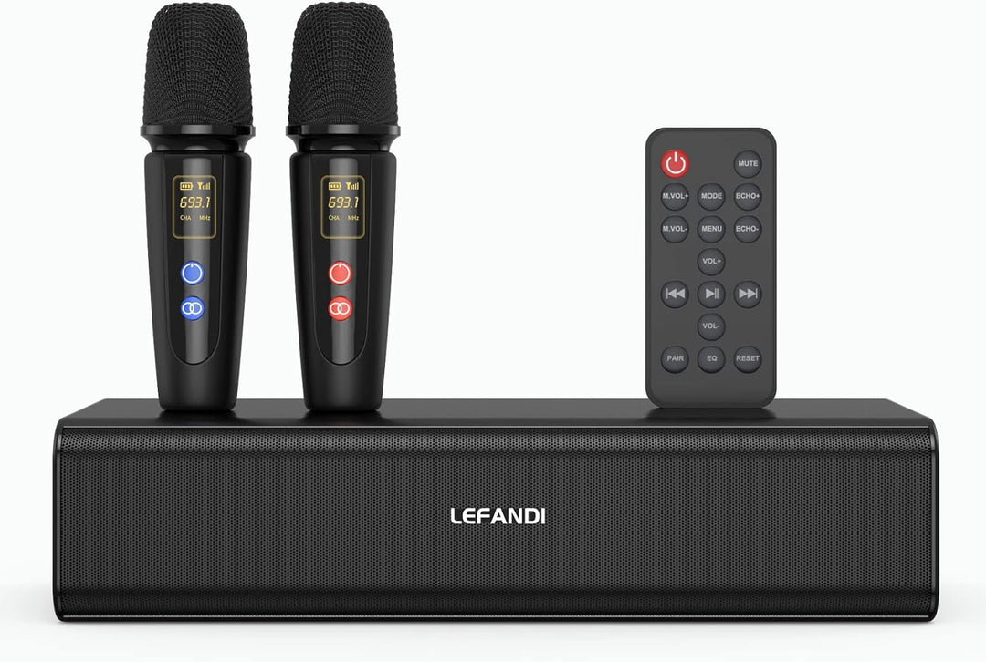 LEFANDI Karaoke Mikrofon Bluetooth,Karaoke Anlage mit 2 Mikrofonen,Portatile Karaoke Maschine mit 2