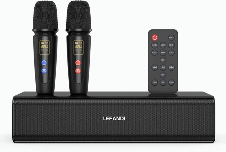 LEFANDI Karaoke Mikrofon Bluetooth,Karaoke Anlage mit 2 Mikrofonen,Portatile Karaoke Maschine mit 2
