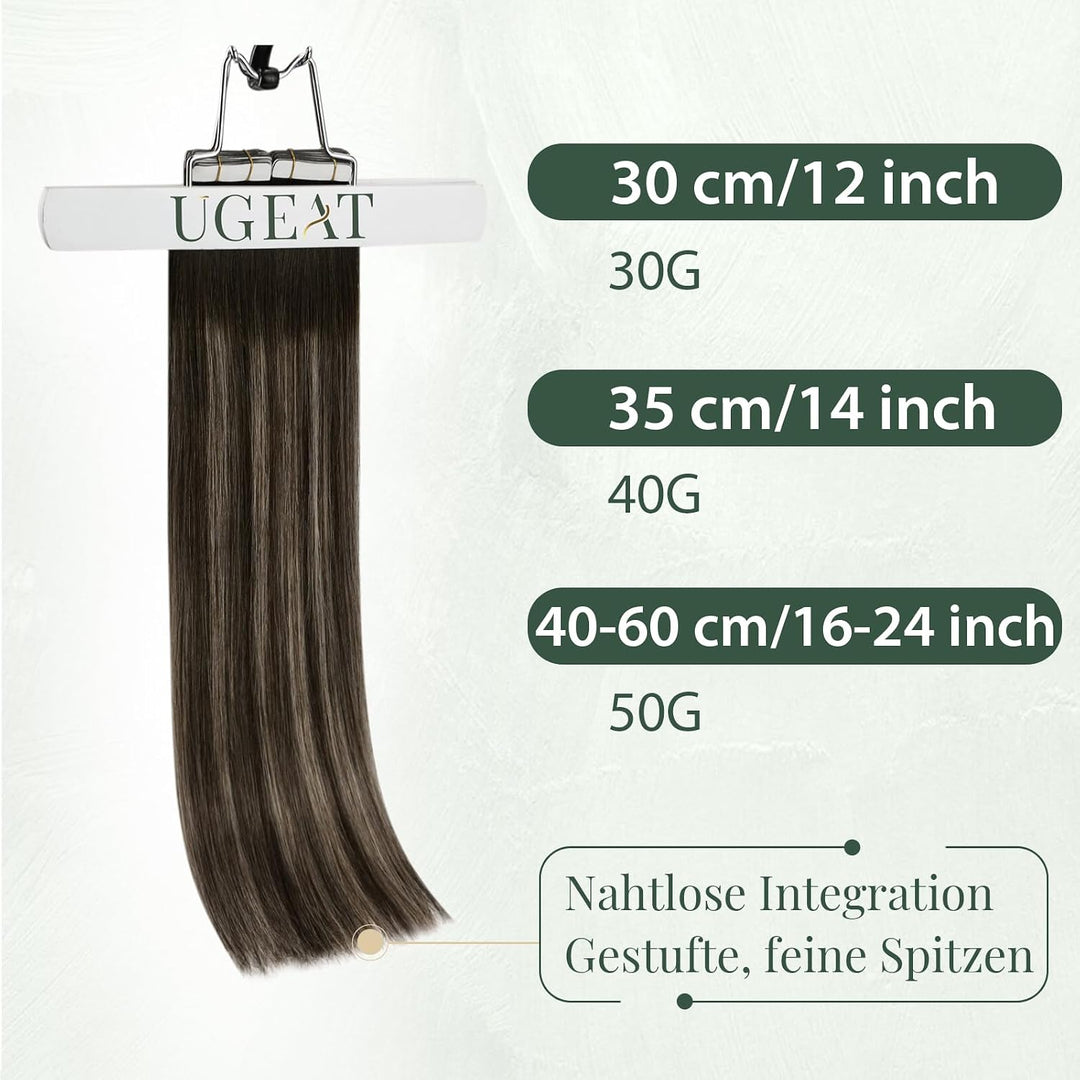 Ugeat Tape Echthaar Extensions Dunkelbraun Balayage Invisible Tape Extensions Echthaar Aschblond Omb